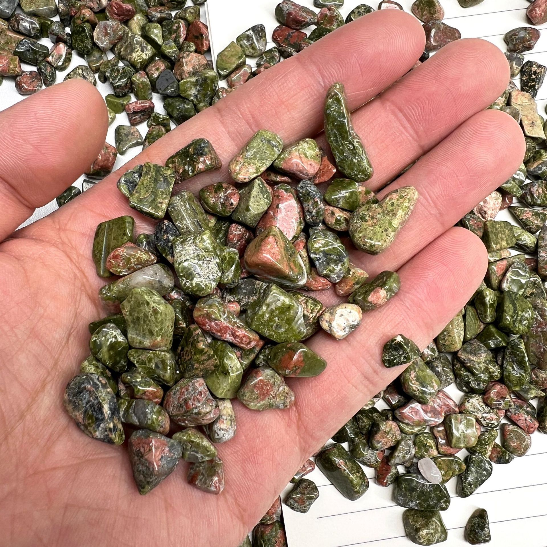 Chip Unakite Beads for Home Decoration & Decor Making Jewelry 100Gram Crushed Irregular Tumbled Stone Pieces Beads No hole