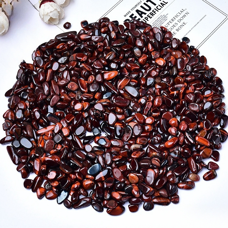 Chip Red Tiger's Eye Stone Beads for Home Decoration & Decor Making Jewelry 100Gram Crushed Irregular Tumbled Stone Pieces Beads No hole