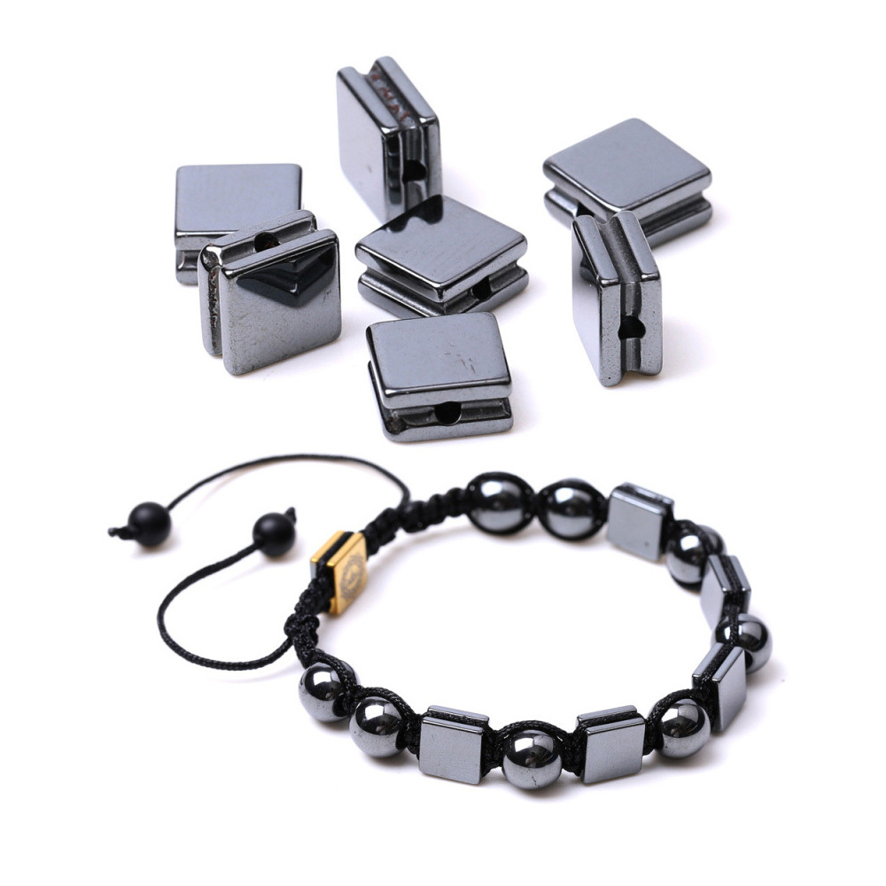 10PCS Black Hematite Cube Stone Beads 8x8x5MM 1PCS For Making Jewelry  NO Magnetic