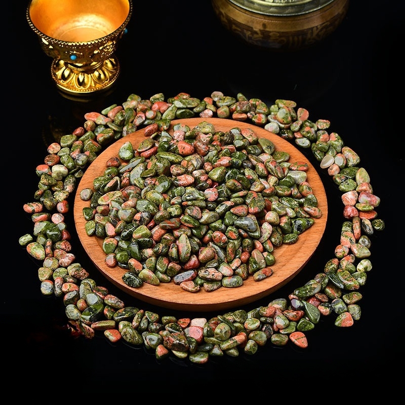 Chip Unakite Beads for Home Decoration & Decor Making Jewelry 100Gram Crushed Irregular Tumbled Stone Pieces Beads No hole