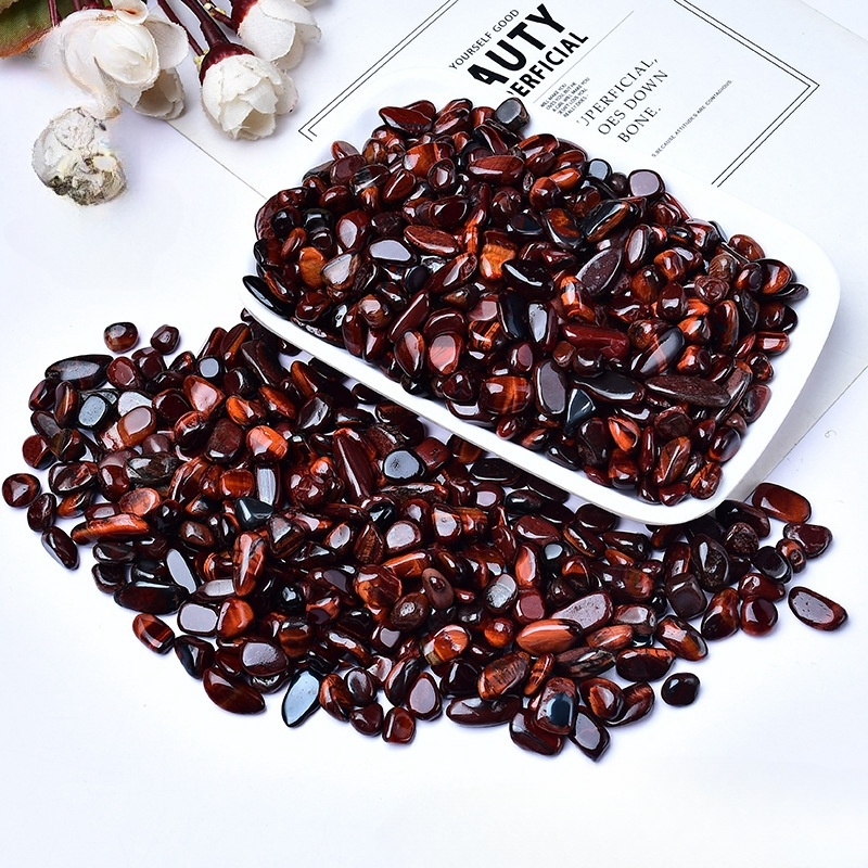 Chip Red Tiger's Eye Stone Beads for Home Decoration & Decor Making Jewelry 100Gram Crushed Irregular Tumbled Stone Pieces Beads No hole