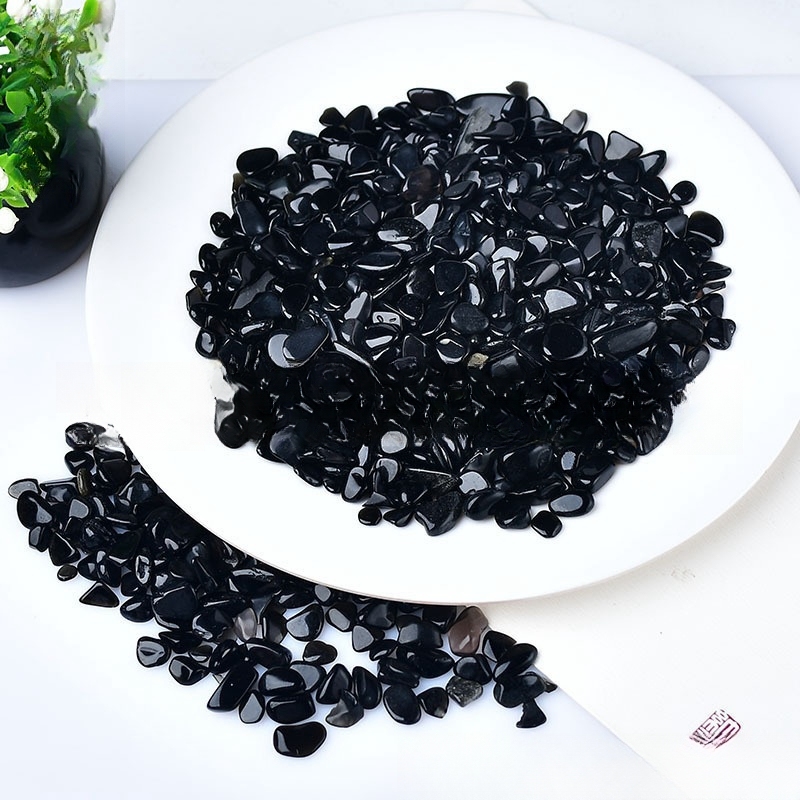 Chip Black Obsidian Beads for Home Decoration & Decor Making Jewelry 100Gram Crushed Irregular Tumbled Stone Pieces Beads No hole