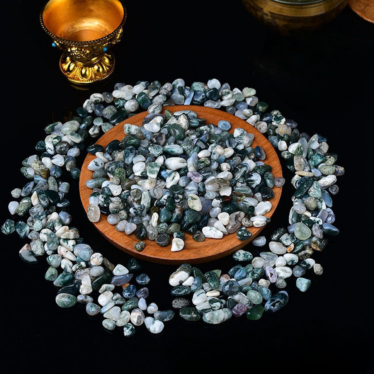 Chip Moss Agate Beads for Home Decoration & Decor Making Jewelry 100Gram Crushed Irregular Tumbled Stone Pieces Beads No hole