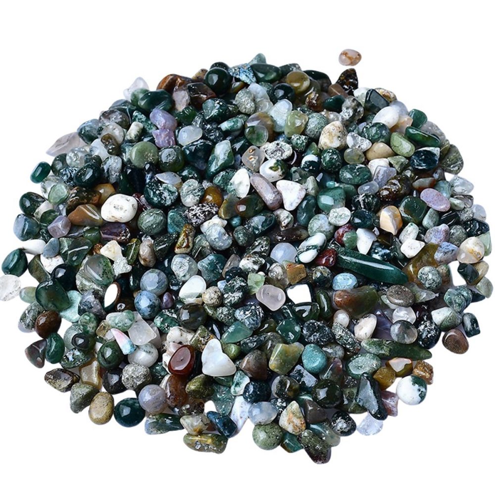Chip Moss Agate Beads for Home Decoration & Decor Making Jewelry 100Gram Crushed Irregular Tumbled Stone Pieces Beads No hole