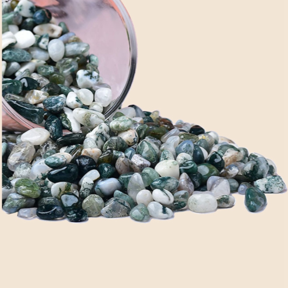 Chip Moss Agate Beads for Home Decoration & Decor Making Jewelry 100Gram Crushed Irregular Tumbled Stone Pieces Beads No hole