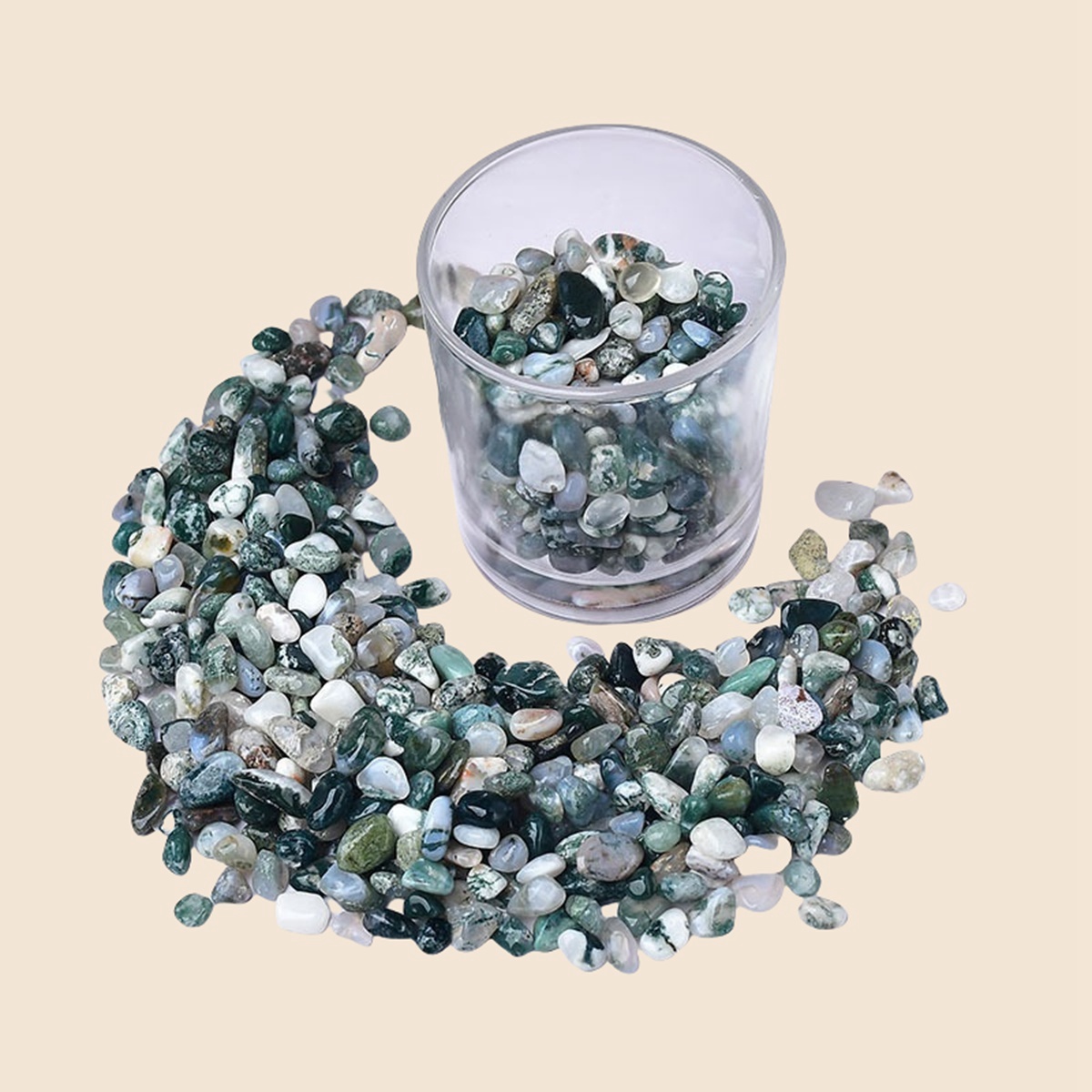 Chip Moss Agate Beads for Home Decoration & Decor Making Jewelry 100Gram Crushed Irregular Tumbled Stone Pieces Beads No hole