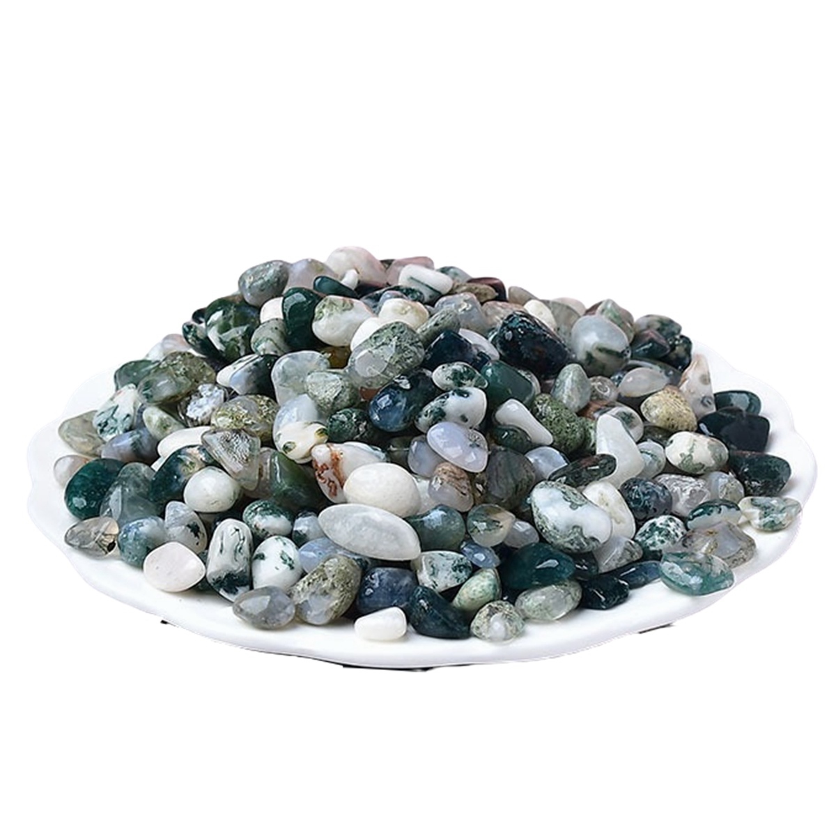 Chip Moss Agate Beads for Home Decoration & Decor Making Jewelry 100Gram Crushed Irregular Tumbled Stone Pieces Beads No hole