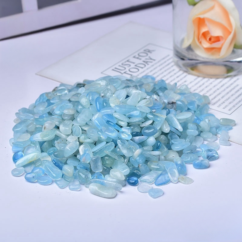 Chip Aquamarine  Beads for Home Decoration & Decor Making Jewelry 100Gram Crushed Irregular Tumbled Stone Pieces Beads No hole