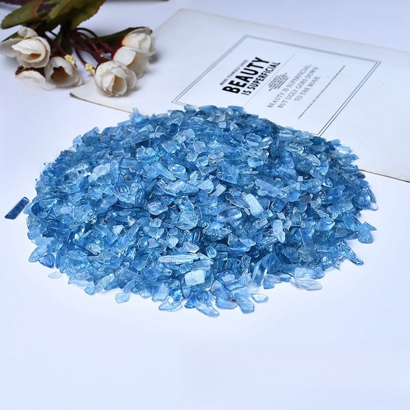 Chip Aquamarine  Beads for Home Decoration & Decor Making Jewelry 100Gram Crushed Irregular Tumbled Stone Pieces Beads No hole