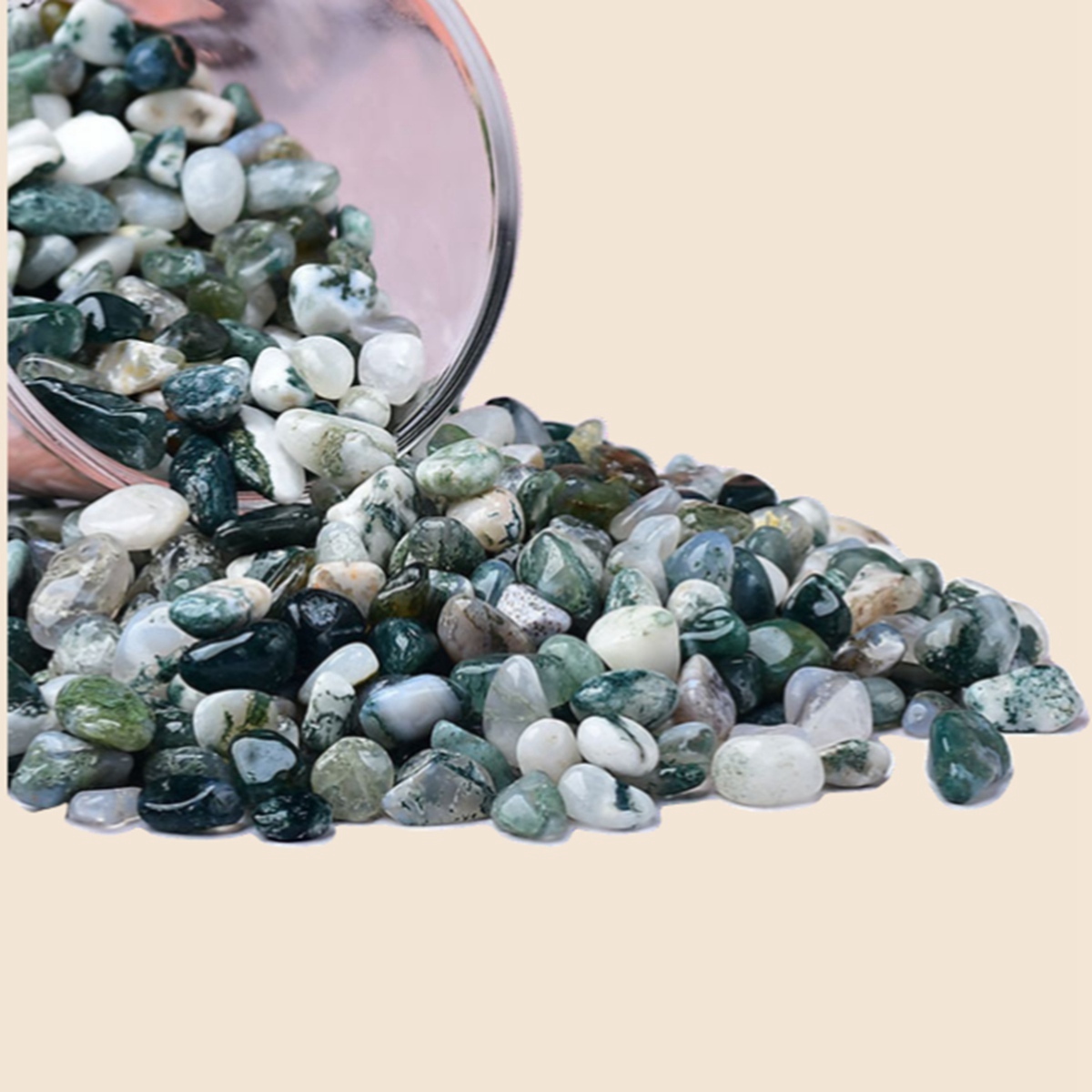 Chip Moss Agate Beads for Home Decoration & Decor Making Jewelry 100Gram Crushed Irregular Tumbled Stone Pieces Beads No hole