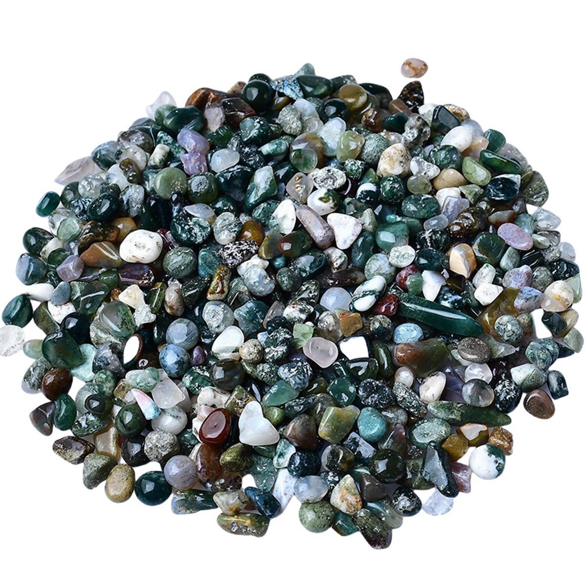 Chip Moss Agate Beads for Home Decoration & Decor Making Jewelry 100Gram Crushed Irregular Tumbled Stone Pieces Beads No hole