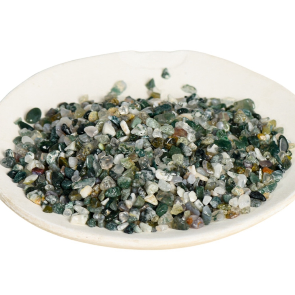 Chip Moss Agate Beads for Home Decoration & Decor Making Jewelry 100Gram Crushed Irregular Tumbled Stone Pieces Beads No hole
