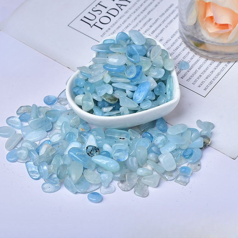 Chip Aquamarine  Beads for Home Decoration & Decor Making Jewelry 100Gram Crushed Irregular Tumbled Stone Pieces Beads No hole