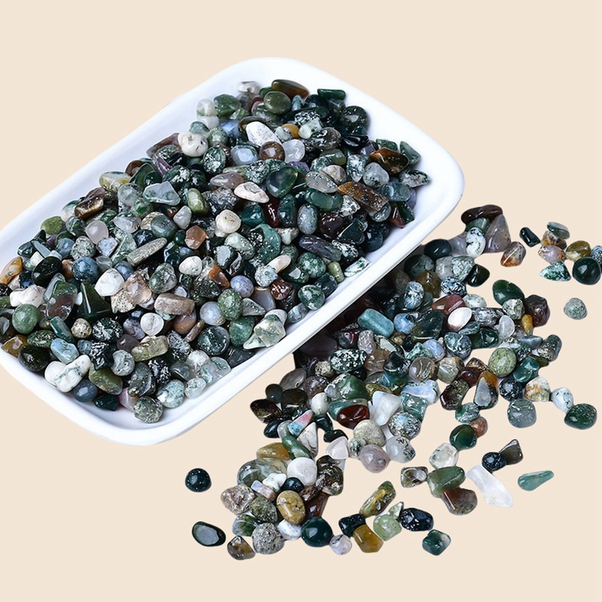 Chip Moss Agate Beads for Home Decoration & Decor Making Jewelry 100Gram Crushed Irregular Tumbled Stone Pieces Beads No hole