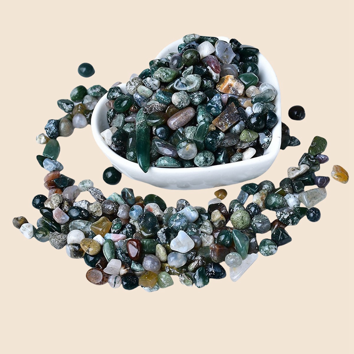 Chip Moss Agate Beads for Home Decoration & Decor Making Jewelry 100Gram Crushed Irregular Tumbled Stone Pieces Beads No hole