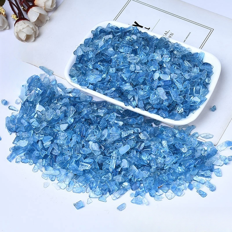 Chip Aquamarine  Beads for Home Decoration & Decor Making Jewelry 100Gram Crushed Irregular Tumbled Stone Pieces Beads No hole