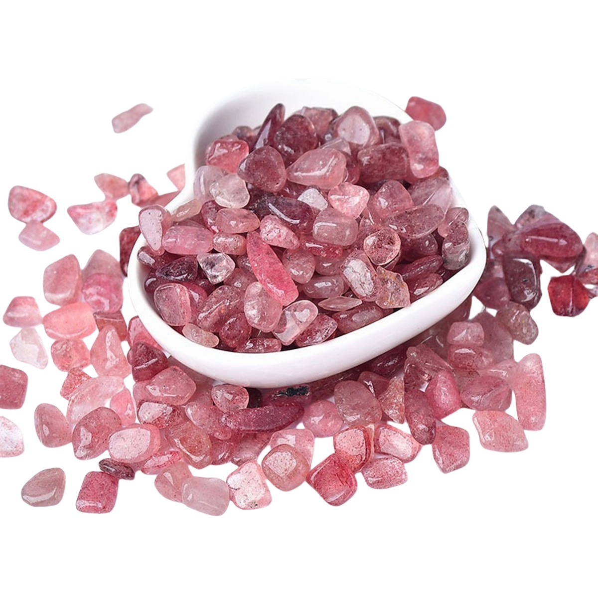 Chip Strawberry Quartz Beads for Home Decoration & Decor Making Jewelry 100Gram Crushed Irregular Tumbled Stone Pieces Beads No hole