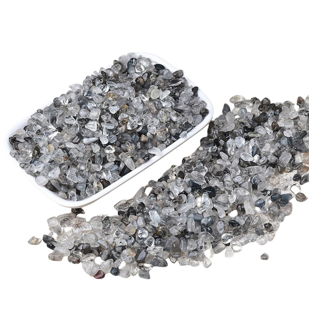 Chip Black Quartz Rutilated Beads for Home Decoration & Decor Making Jewelry 100Gram Crushed Irregular Tumbled Stone Pieces Beads No hole