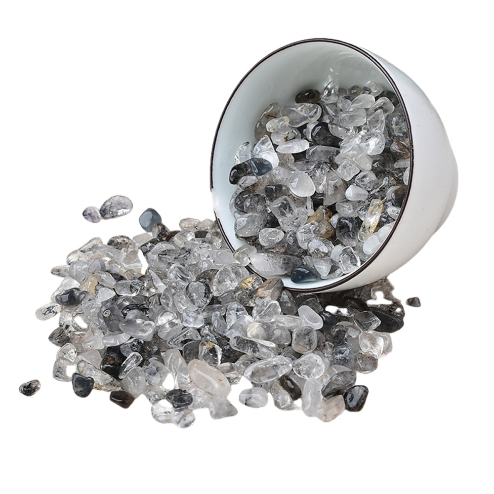 Chip Black Quartz Rutilated Beads for Home Decoration & Decor Making Jewelry 100Gram Crushed Irregular Tumbled Stone Pieces Beads No hole