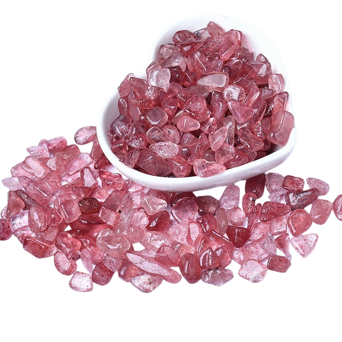 Chip Strawberry Quartz Beads for Home Decoration & Decor Making Jewelry 100Gram Crushed Irregular Tumbled Stone Pieces Beads No hole