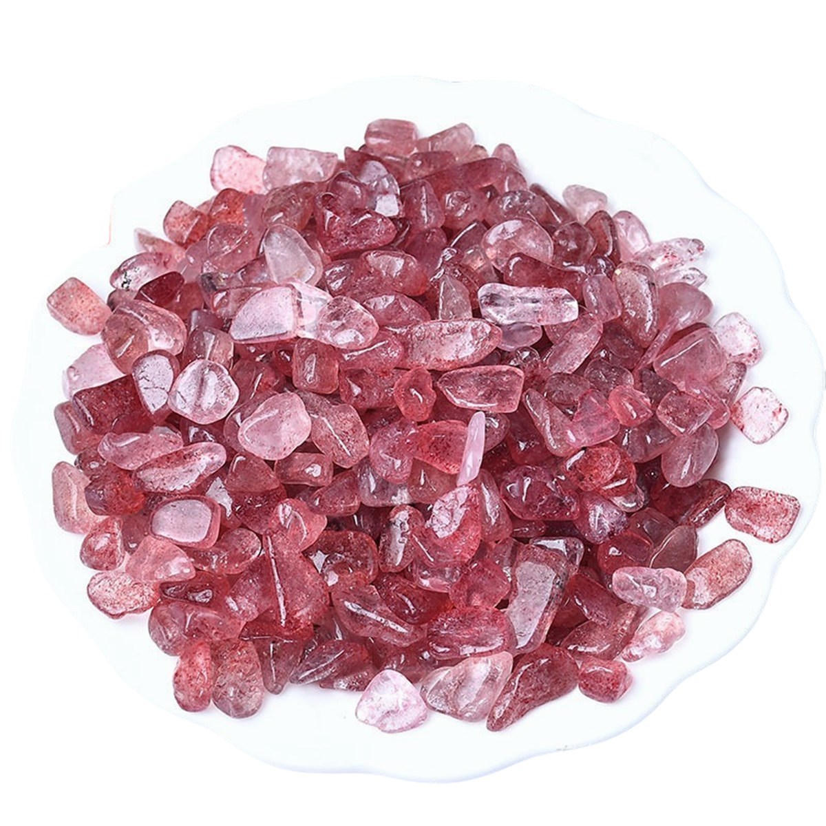 Chip Strawberry Quartz Beads for Home Decoration & Decor Making Jewelry 100Gram Crushed Irregular Tumbled Stone Pieces Beads No hole