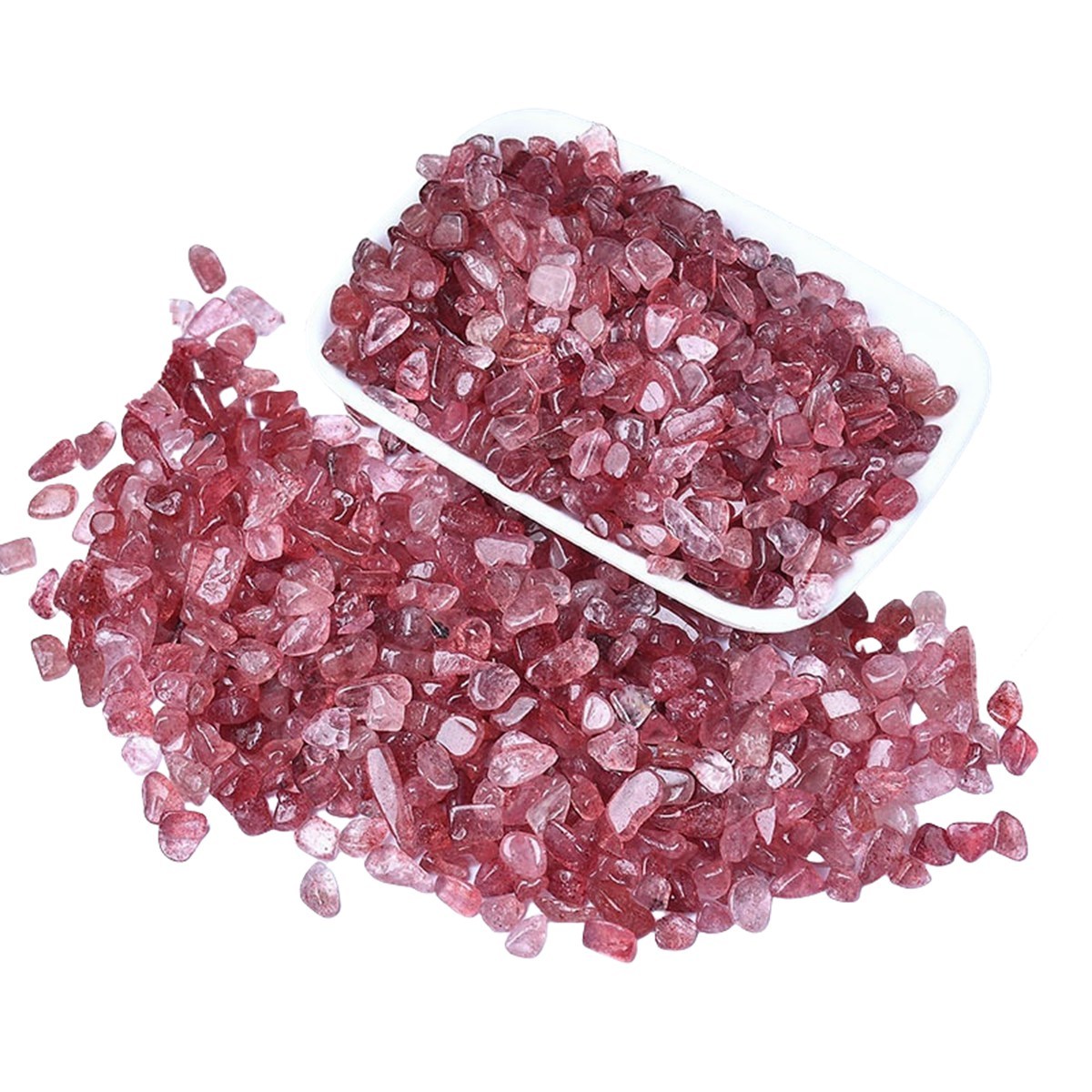 Chip Strawberry Quartz Beads for Home Decoration & Decor Making Jewelry 100Gram Crushed Irregular Tumbled Stone Pieces Beads No hole