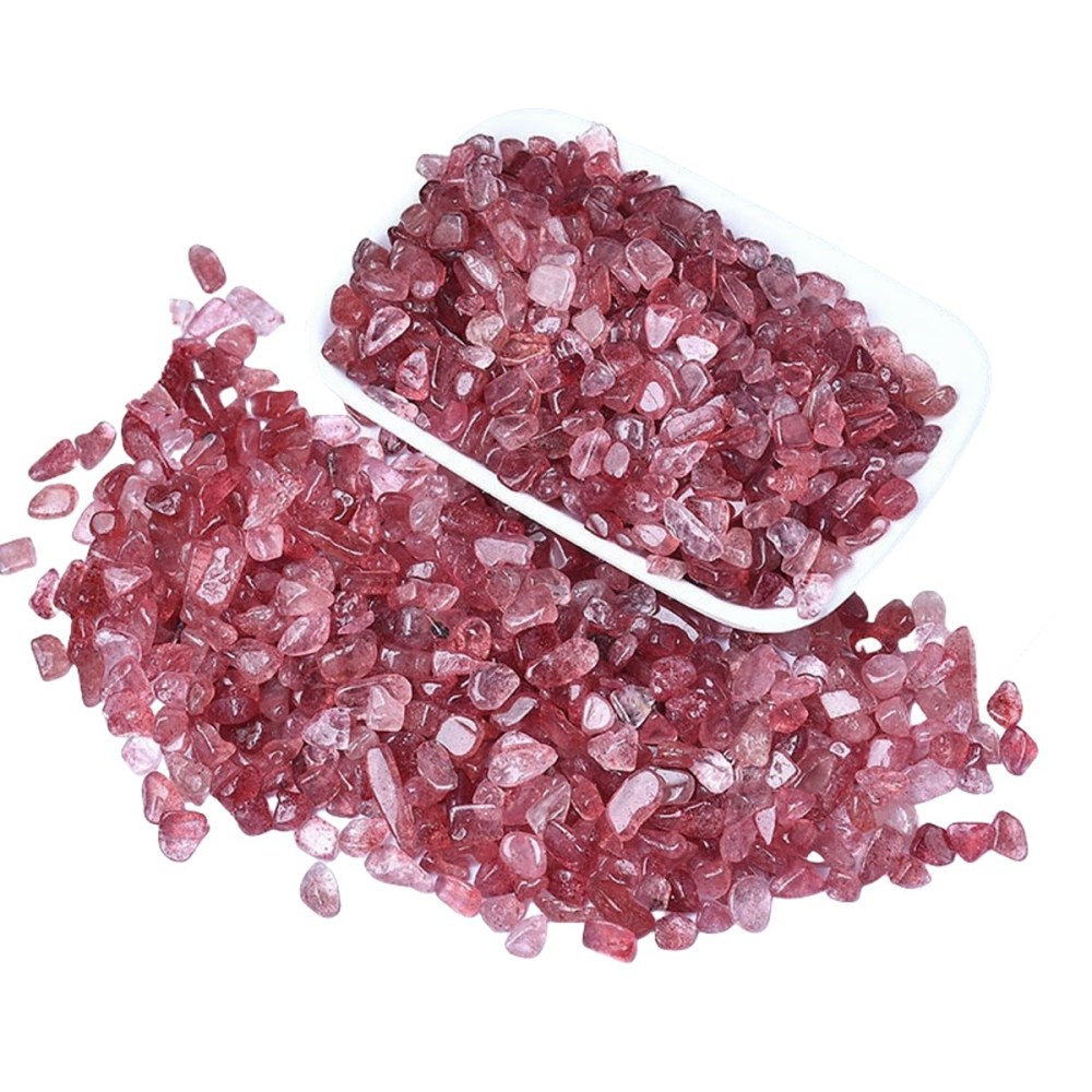Chip Strawberry Quartz Beads for Home Decoration & Decor Making Jewelry 100Gram Crushed Irregular Tumbled Stone Pieces Beads No hole