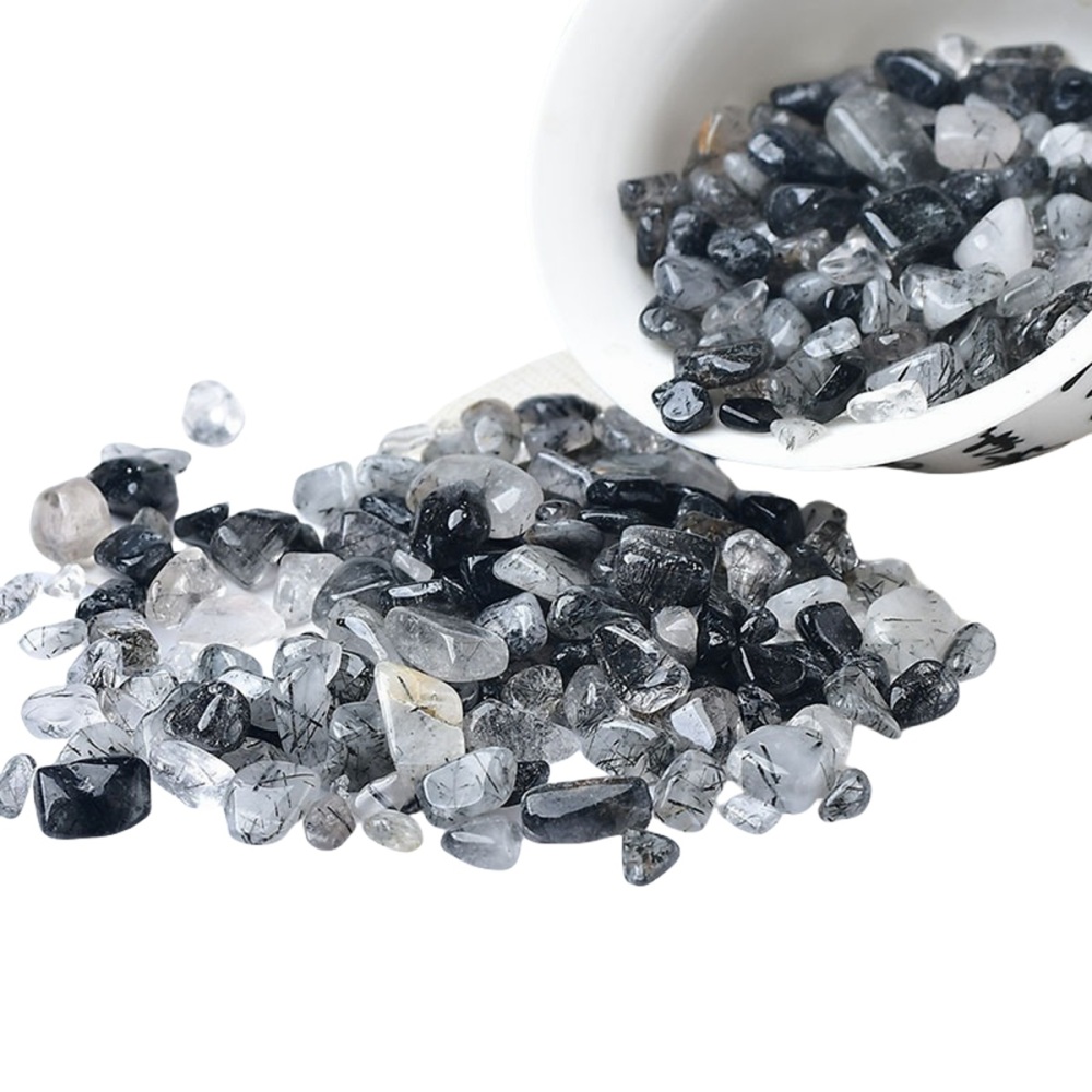 Chip Black Quartz Rutilated Beads for Home Decoration & Decor Making Jewelry 100Gram Crushed Irregular Tumbled Stone Pieces Beads No hole