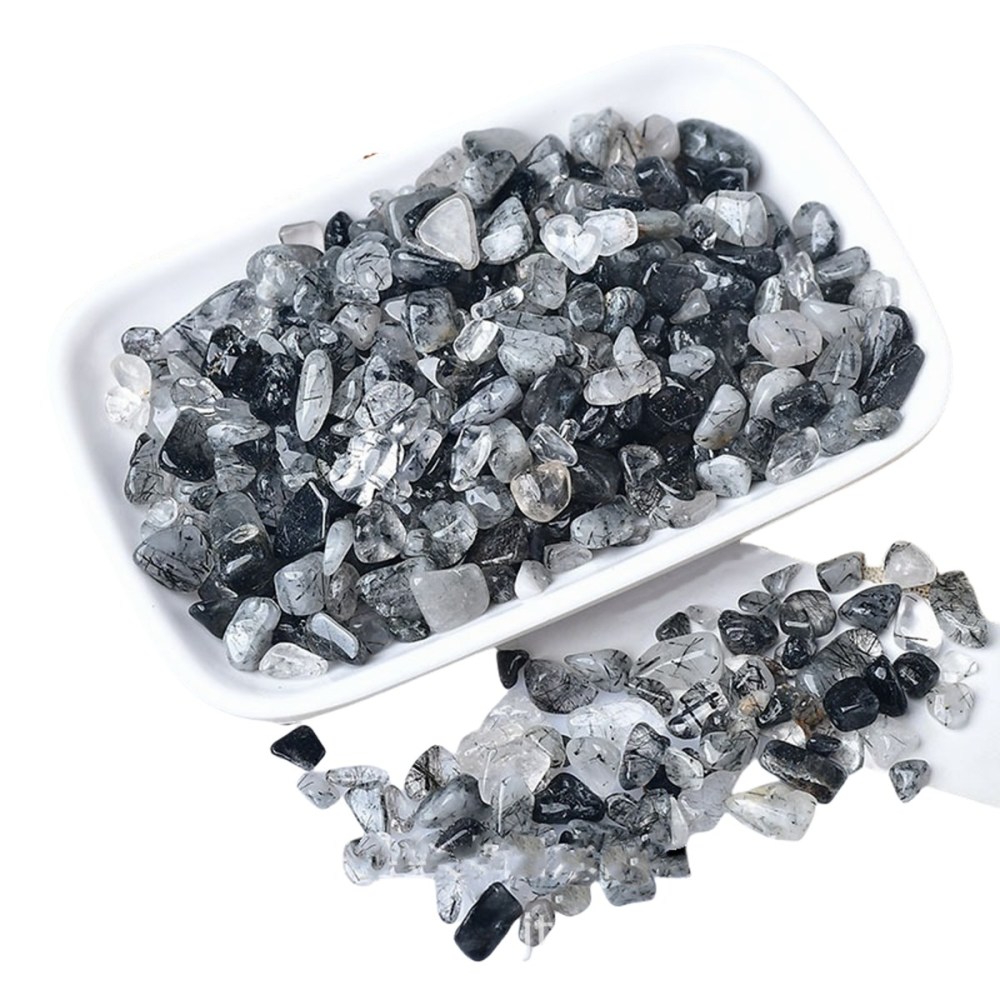 Chip Black Quartz Rutilated Beads for Home Decoration & Decor Making Jewelry 100Gram Crushed Irregular Tumbled Stone Pieces Beads No hole