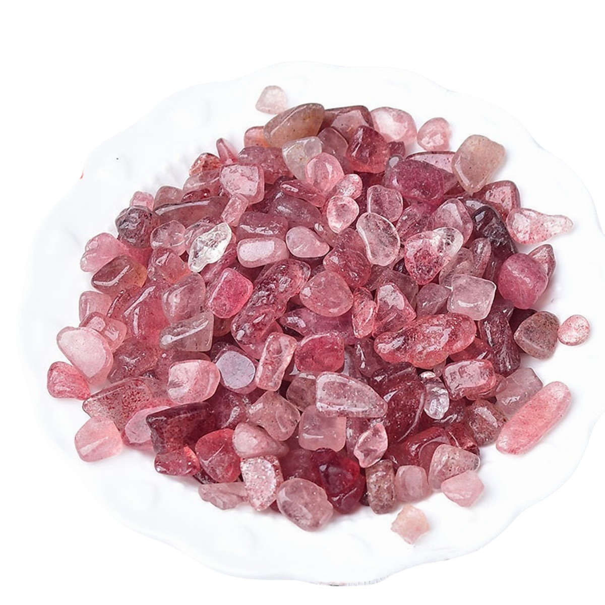 Chip Strawberry Quartz Beads for Home Decoration & Decor Making Jewelry 100Gram Crushed Irregular Tumbled Stone Pieces Beads No hole