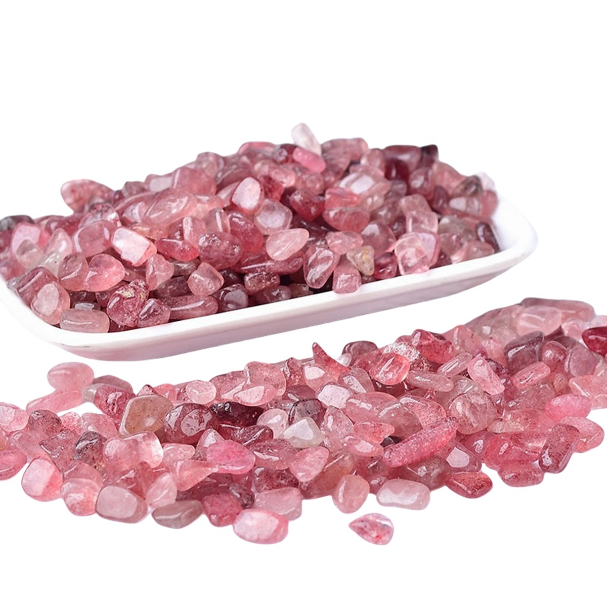 Chip Strawberry Quartz Beads for Home Decoration & Decor Making Jewelry 100Gram Crushed Irregular Tumbled Stone Pieces Beads No hole