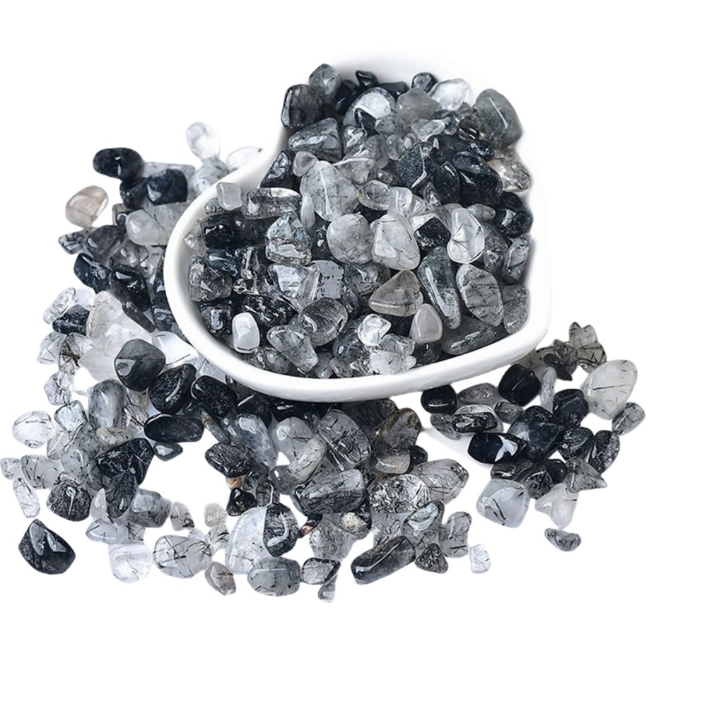 Chip Black Quartz Rutilated Beads for Home Decoration & Decor Making Jewelry 100Gram Crushed Irregular Tumbled Stone Pieces Beads No hole