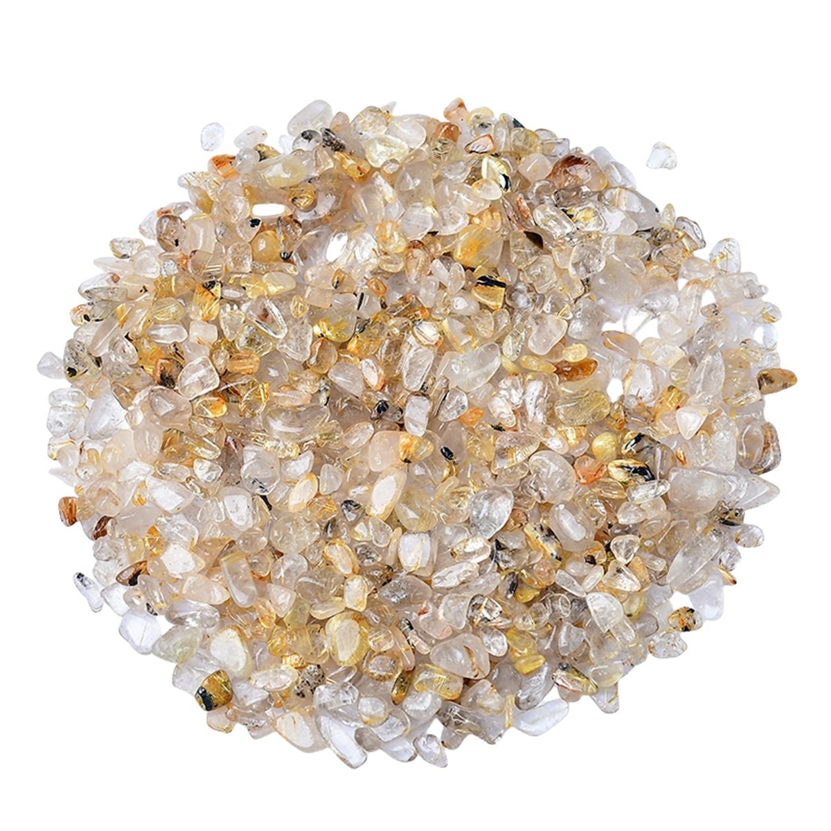 Chip Gold Quartz Rutilated Beads for Home Decoration & Decor Making Jewelry 100Gram Crushed Irregular Tumbled Stone Pieces Beads No hole