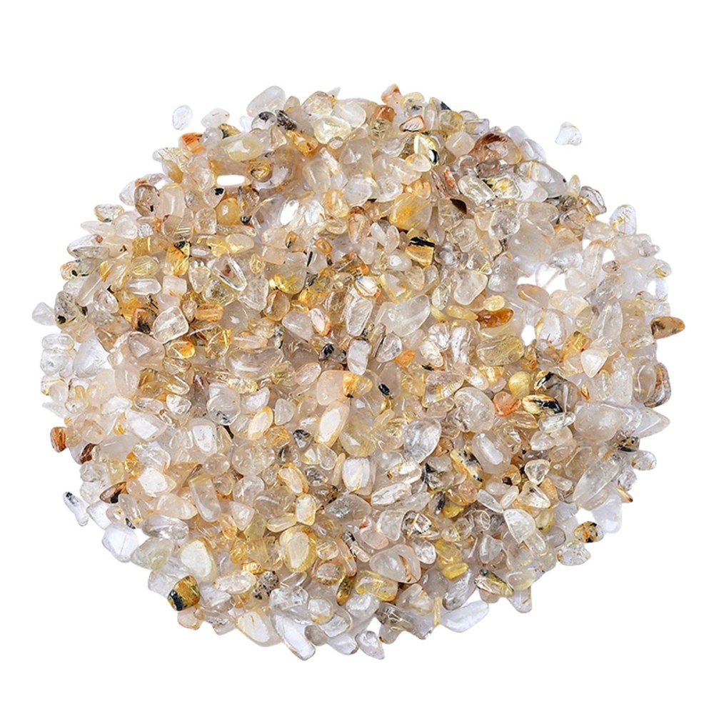 Chip Gold Quartz Rutilated Beads for Home Decoration & Decor Making Jewelry 100Gram Crushed Irregular Tumbled Stone Pieces Beads No hole