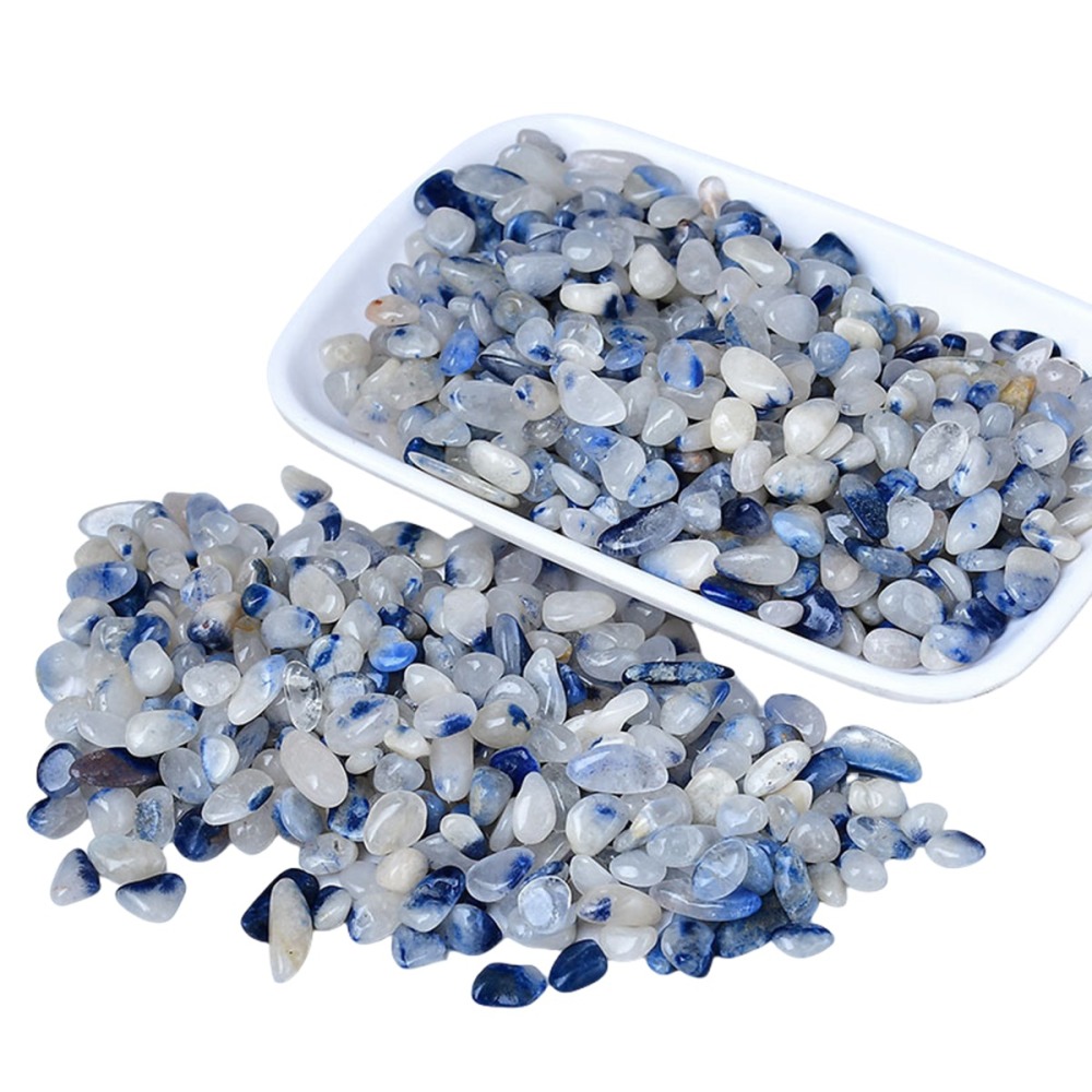 Chip Blue Quartz Rutilated Beads for Home Decoration & Decor Making Jewelry 100Gram Crushed Irregular Tumbled Stone Pieces Beads No hole