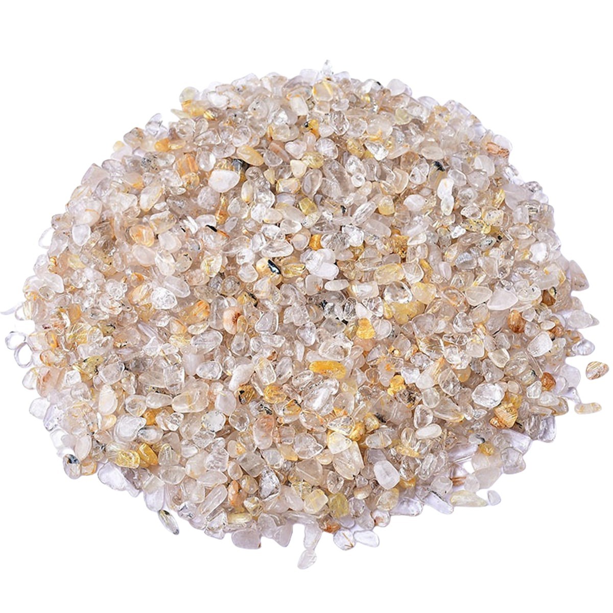 Chip Gold Quartz Rutilated Beads for Home Decoration & Decor Making Jewelry 100Gram Crushed Irregular Tumbled Stone Pieces Beads No hole