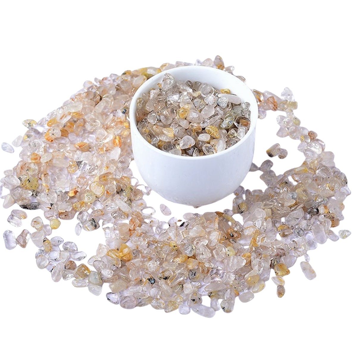 Chip Gold Quartz Rutilated Beads for Home Decoration & Decor Making Jewelry 100Gram Crushed Irregular Tumbled Stone Pieces Beads No hole