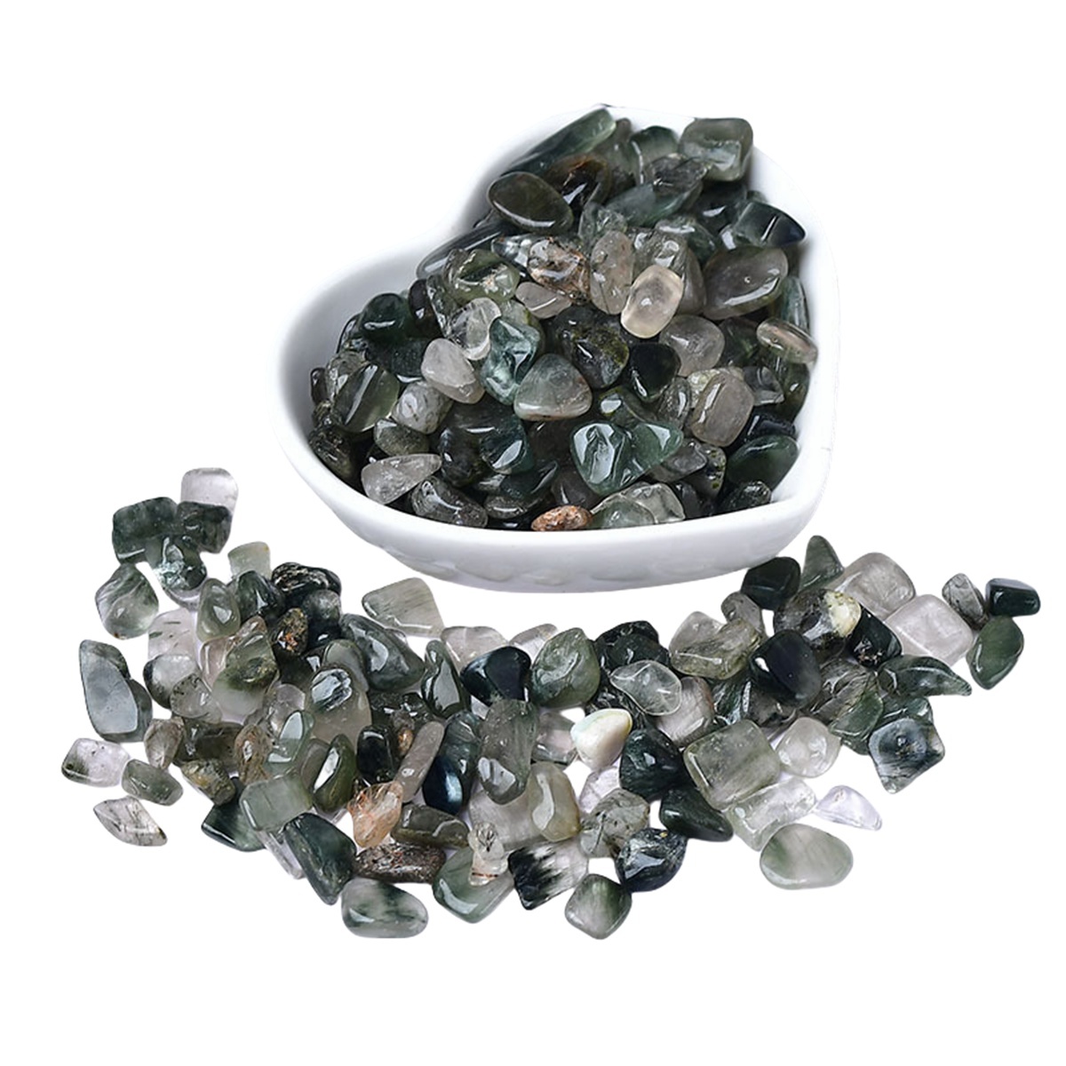 Chip Green Quartz Rutilated Beads for Home Decoration & Decor Making Jewelry 100Gram Crushed Irregular Tumbled Stone Pieces Beads No hole