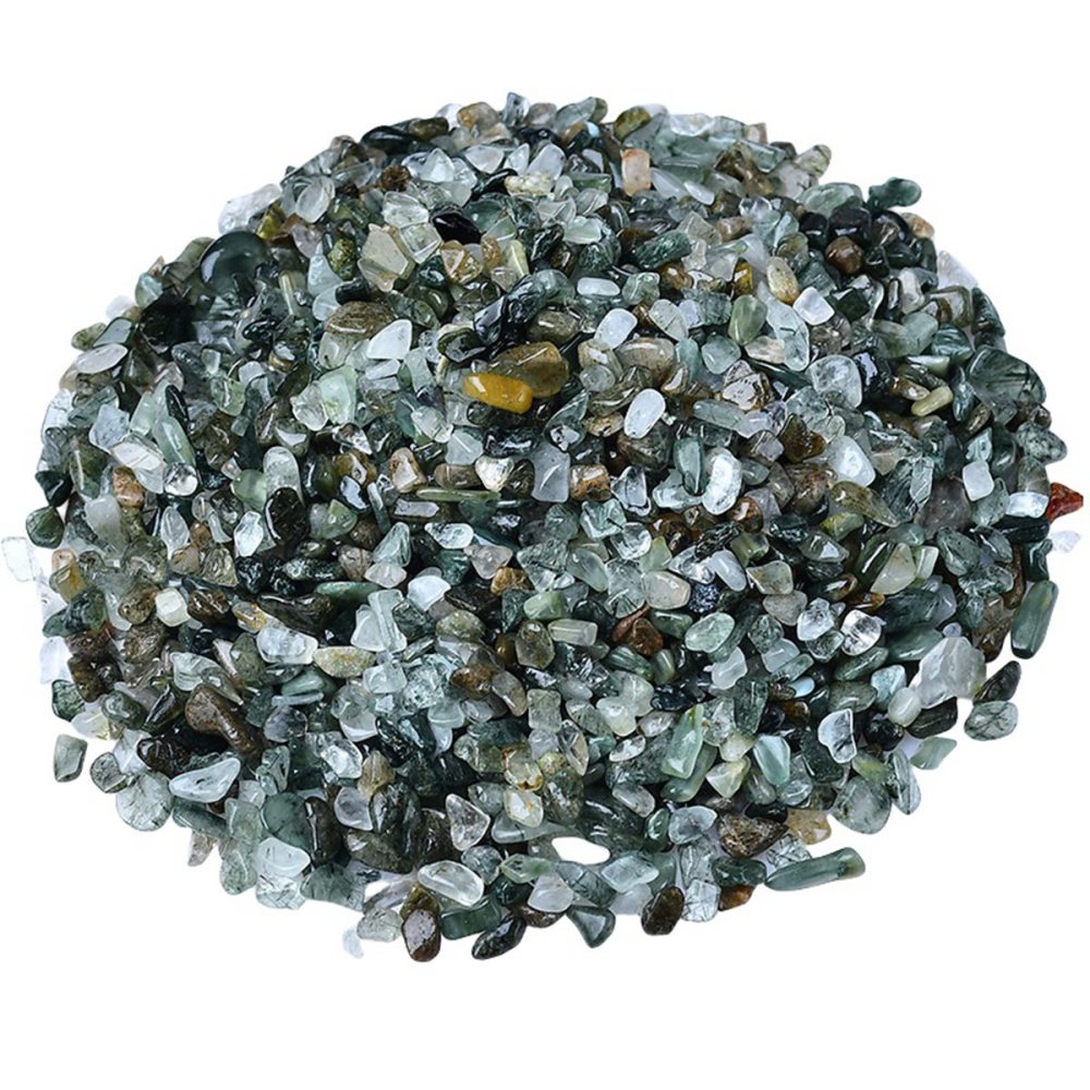Chip Green Quartz Rutilated Beads for Home Decoration & Decor Making Jewelry 100Gram Crushed Irregular Tumbled Stone Pieces Beads No hole