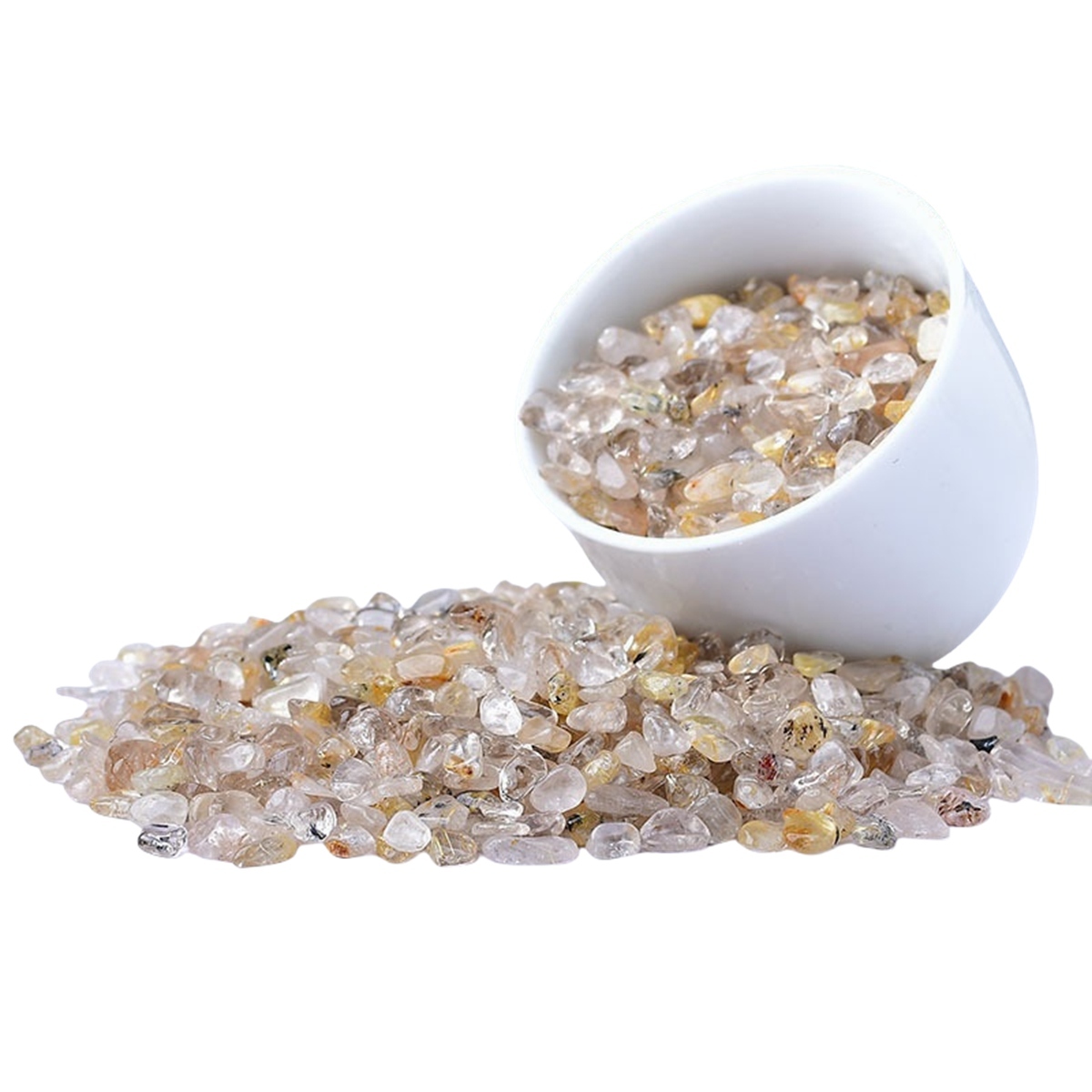Chip Gold Quartz Rutilated Beads for Home Decoration & Decor Making Jewelry 100Gram Crushed Irregular Tumbled Stone Pieces Beads No hole