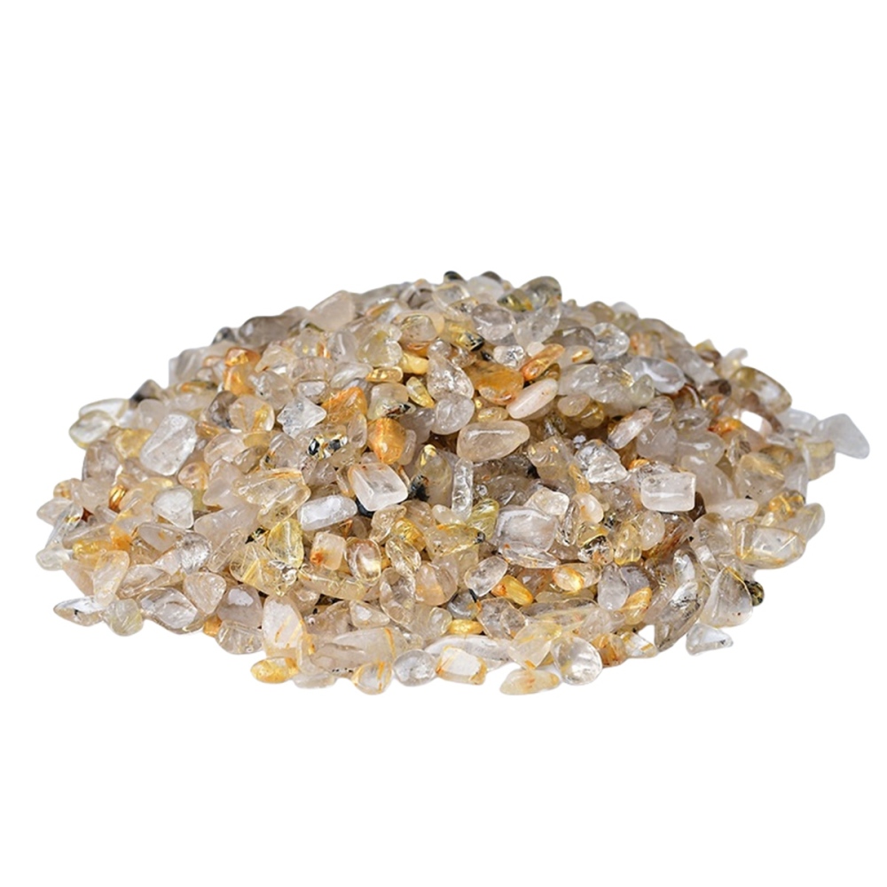Chip Gold Quartz Rutilated Beads for Home Decoration & Decor Making Jewelry 100Gram Crushed Irregular Tumbled Stone Pieces Beads No hole
