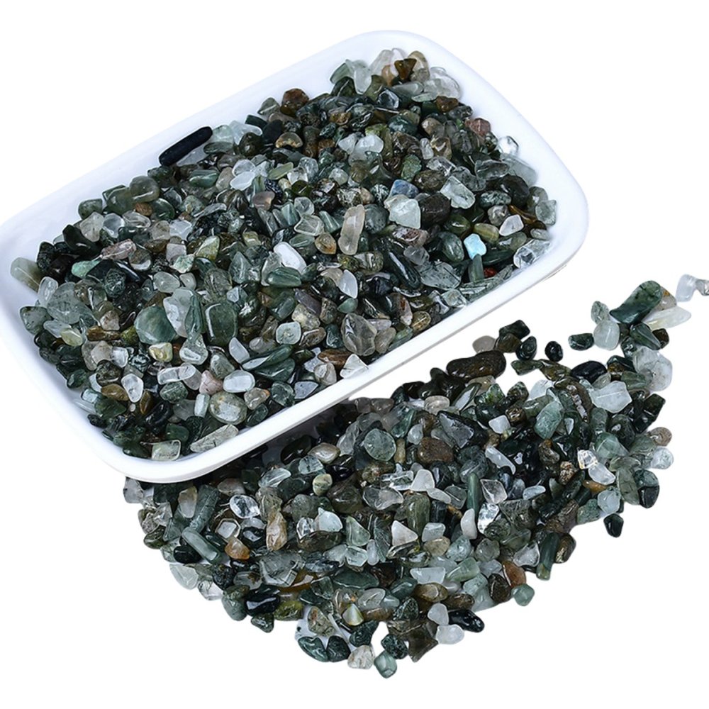 Chip Green Quartz Rutilated Beads for Home Decoration & Decor Making Jewelry 100Gram Crushed Irregular Tumbled Stone Pieces Beads No hole