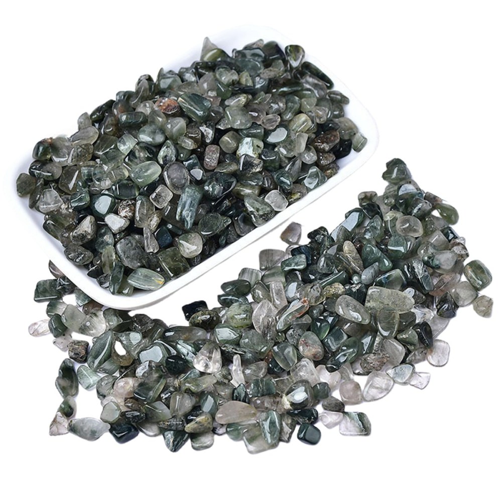 Chip Green Quartz Rutilated Beads for Home Decoration & Decor Making Jewelry 100Gram Crushed Irregular Tumbled Stone Pieces Beads No hole
