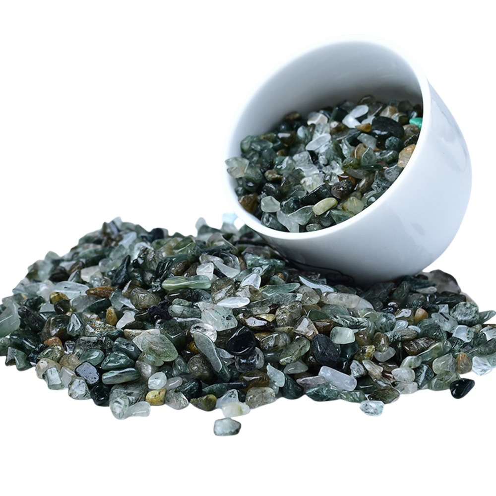 Chip Green Quartz Rutilated Beads for Home Decoration & Decor Making Jewelry 100Gram Crushed Irregular Tumbled Stone Pieces Beads No hole