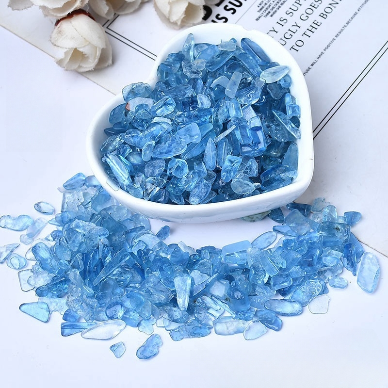 Chip Aquamarine  Beads for Home Decoration & Decor Making Jewelry 100Gram Crushed Irregular Tumbled Stone Pieces Beads No hole