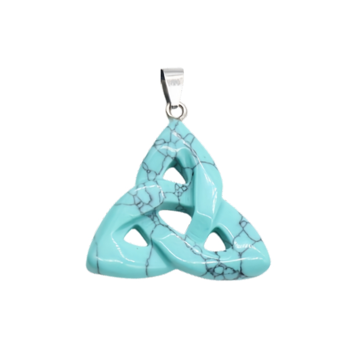 Handmade Craved Irish Celtic Knot Gemstone Pendant for Making Jewlery 38MM Hollowed Triangle