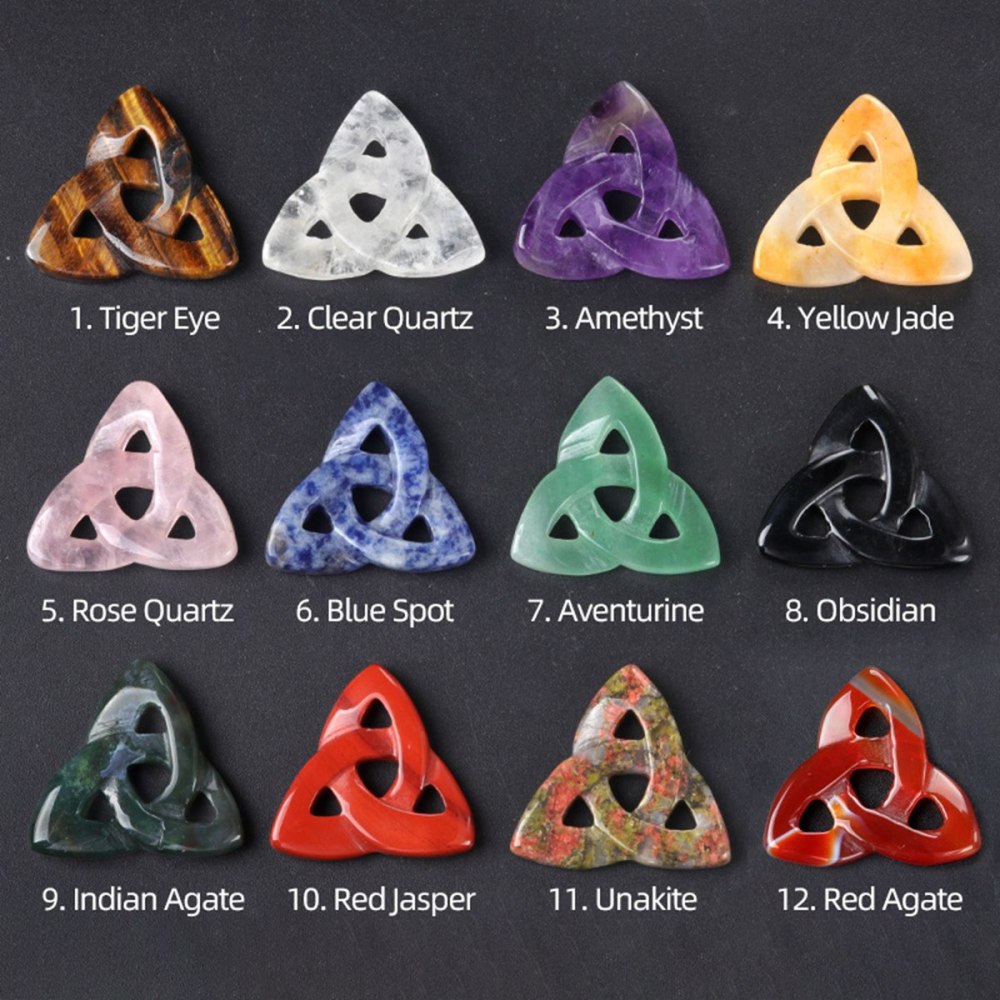 Handmade Craved 38MM Irish Celtic Knot Gemstone For Home Decor Hollowed Triangle Pendant for Making Jewelryt