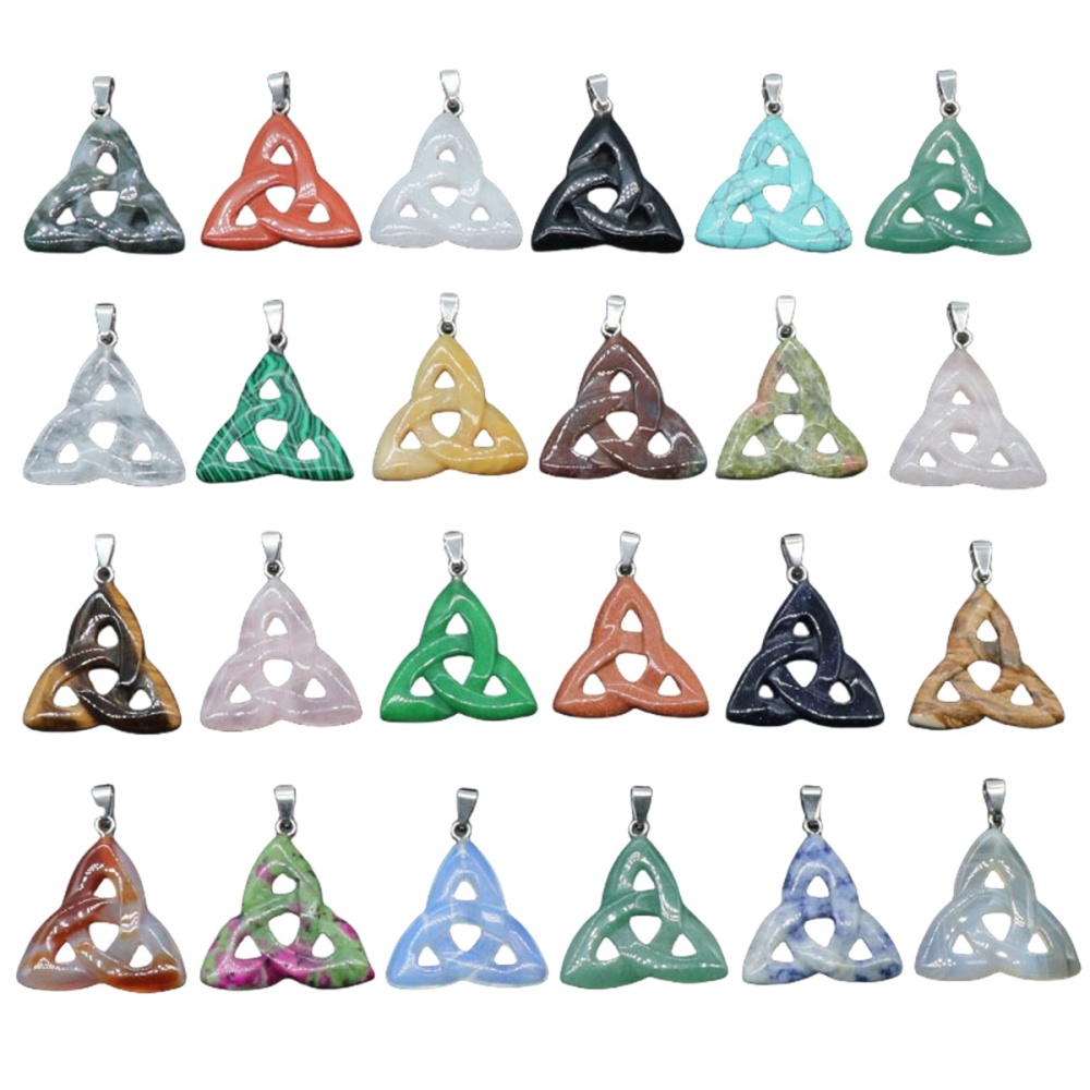 Handmade Craved Irish Celtic Knot Gemstone Pendant for Making Jewlery 38MM Hollowed Triangle