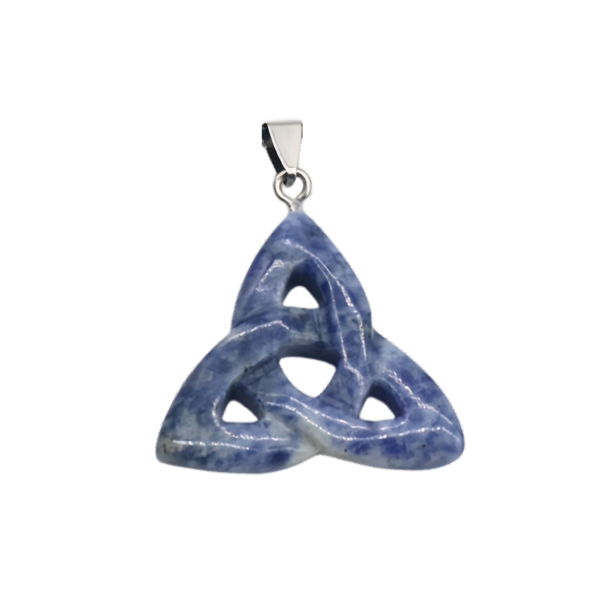 Sodalite Jasper Irish Celtic Knot Pendant Handmade Craved 38MM Hollowed Triangle Gemstone Necklace Jewelry Home Decor