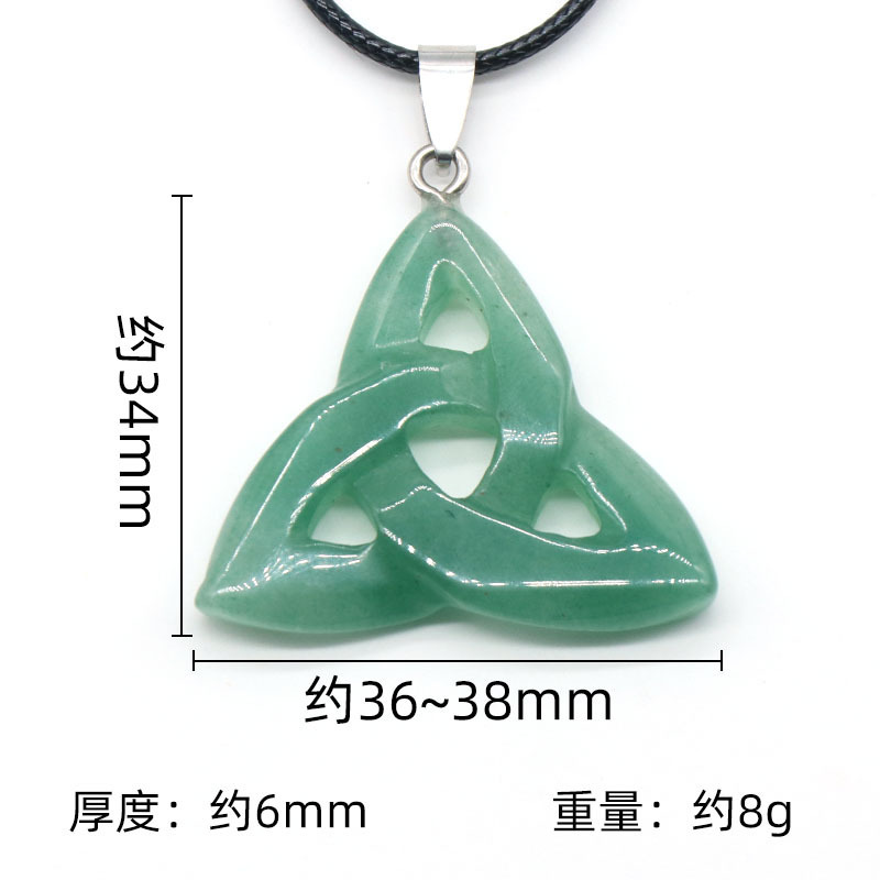 Turquoise Irish Celtic Knot Pendant Handmade Craved 38MM Hollowed Triangle Gemstone Necklace Jewelry Home Decor